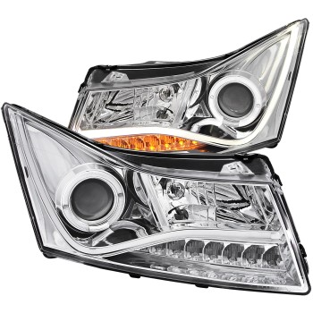 Φανάρια εμπρός Chevrolet Cruze (2009-2012) led lightbar design - chrome , με λάμπες (Η1) - σετ 2τμχ.