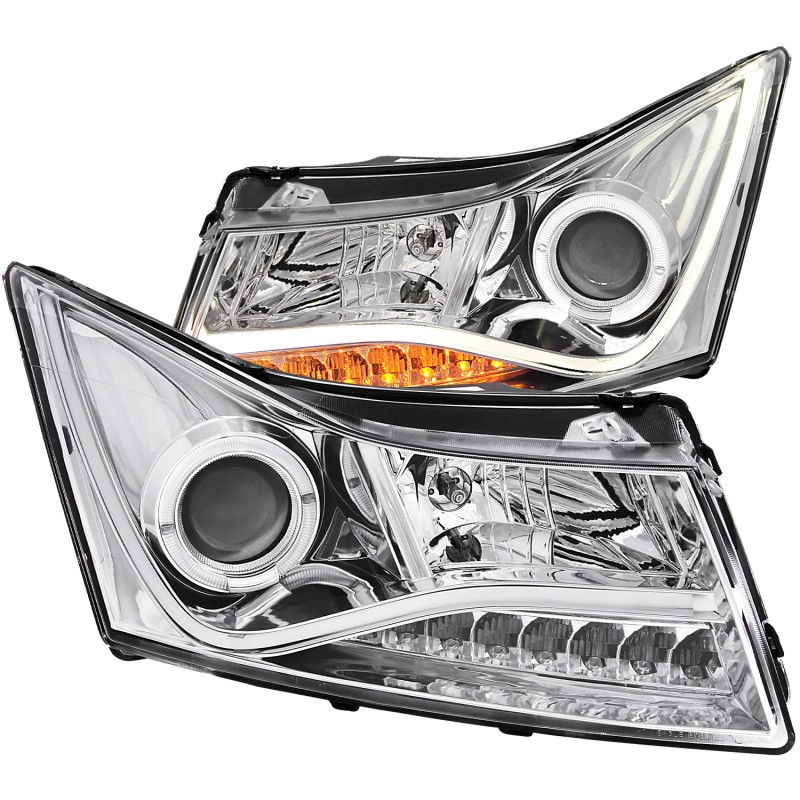 Φανάρια εμπρός Chevrolet Cruze (2009-2012) led lightbar design - chrome , με λάμπες (Η1) - σετ 2τμχ.