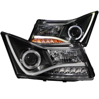 Φανάρια εμπρός Chevrolet Cruze (2009-2012) led lightbar design - μαύρα , με λάμπες (Η1) - σετ 2τμχ.