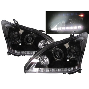 Φανάρια εμπρός Lexus RX330/350 (2003-2008) led - μαύρα , με λάμπες (Η1) - σετ 2τμχ.