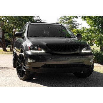 Φανάρια εμπρός Lexus RX330/350 (2003-2008) led - μαύρα , με λάμπες (Η1) - σετ 2τμχ.