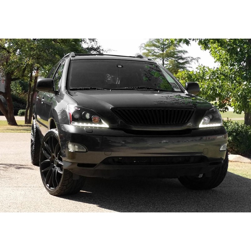 Φανάρια εμπρός Lexus RX330/350 (2003-2008) led - μαύρα , με λάμπες (Η1) - σετ 2τμχ.