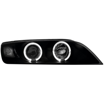 Φανάρια εμπρός BMW Z3 (1996-2002) angel eyes - black , με λάμπες (Η1) - σετ 2τμχ.