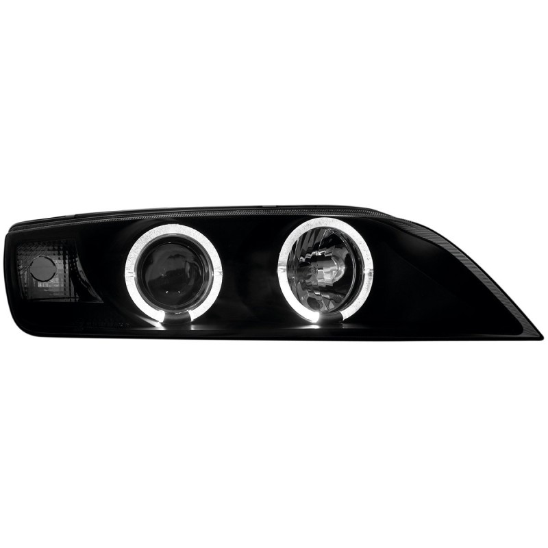 Φανάρια εμπρός BMW Z3 (1996-2002) angel eyes - black , με λάμπες (Η1) - σετ 2τμχ.