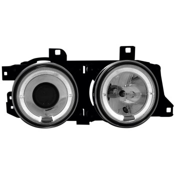 Φανάρια εμπρός BMW E32 /E34 (1989-1995) angel eyes - chrome , με λάμπες (Η1) - σετ 2τμχ.
