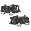 Φανάρια εμπρός BMW E32 /E34 (1989-1995) angel eyes - chrome , με λάμπες (Η1) - σετ 2τμχ.