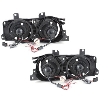 Φανάρια εμπρός BMW E32 /E34 (1989-1995) angel eyes - chrome , με λάμπες (Η1) - σετ 2τμχ.