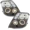 Φανάρια εμπρός Citroen C2 (2003-2008) angel eyes με led - μαύρα , με λάμπες (Η1) - σετ 2τμχ.