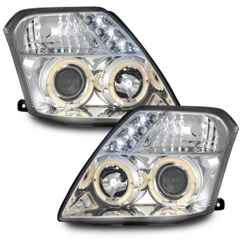 Φανάρια εμπρός Citroen C2 (2003-2008) angel eyes με led - chrome , με λάμπες (Η1) - σετ 2τμχ. Φανάρια εμπρός Citroen C2 (2003-2008) angel eyes με led - chrome , με λάμπες (Η1) - σετ 2τμχ.