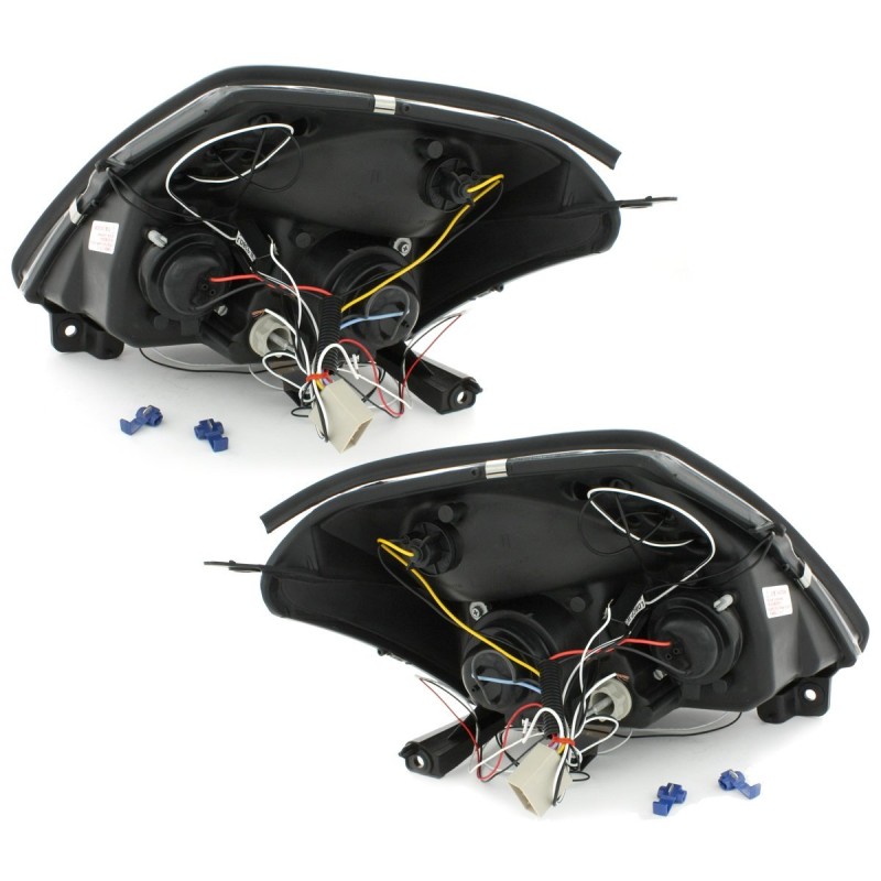 Φανάρια εμπρός Citroen C2 (2003-2008) angel eyes με led - chrome , με λάμπες (Η1) - σετ 2τμχ.