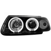 Φανάρια εμπρός Citroen Saxo (1996-2000) angel eyes - μαύρα , με λάμπες (Η1) - σετ 2τμχ.