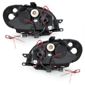 Φανάρια εμπρός Citroen Saxo (2000-2004) angel eyes - μαύρα , με λάμπες (Η1) - σετ 2τμχ.