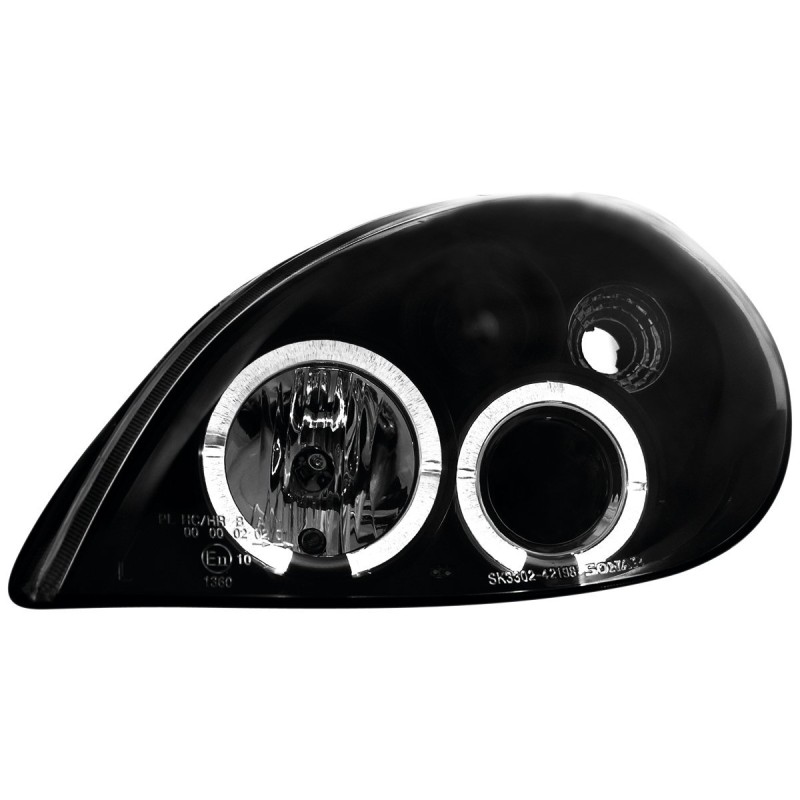 Φανάρια εμπρός Citroen Xsara (2000-2005) angel eyes - μαύρα , με λάμπες (Η1) - σετ 2τμχ.