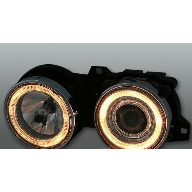 Φανάρια εμπρός BMW E30 (1982-1994) - μαύρα , χωρίς λάμπες (Η7) - σετ 2τμχ.
