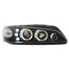Φανάρια εμπρός Peugeot 306 (1997-2000) angel eyes, μαύρα , με λάμπες (Η1) - σετ 2τμχ.