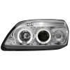 Φανάρια εμπρός Ford Fiesta MK5 (1999-2002) angel eyes - chrome , με λάμπες (Η1) - σετ 2τμχ.