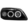 Φανάρια εμπρός Ford Fiesta MK5 (1999-2002) angel eyes - μαύρα , με λάμπες (Η1) - σετ 2τμχ.