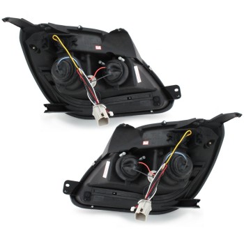 Φανάρια εμπρός Ford Fiesta (2002-2005) led - μαύρα , με λάμπες (Η1) - σετ 2τμχ.