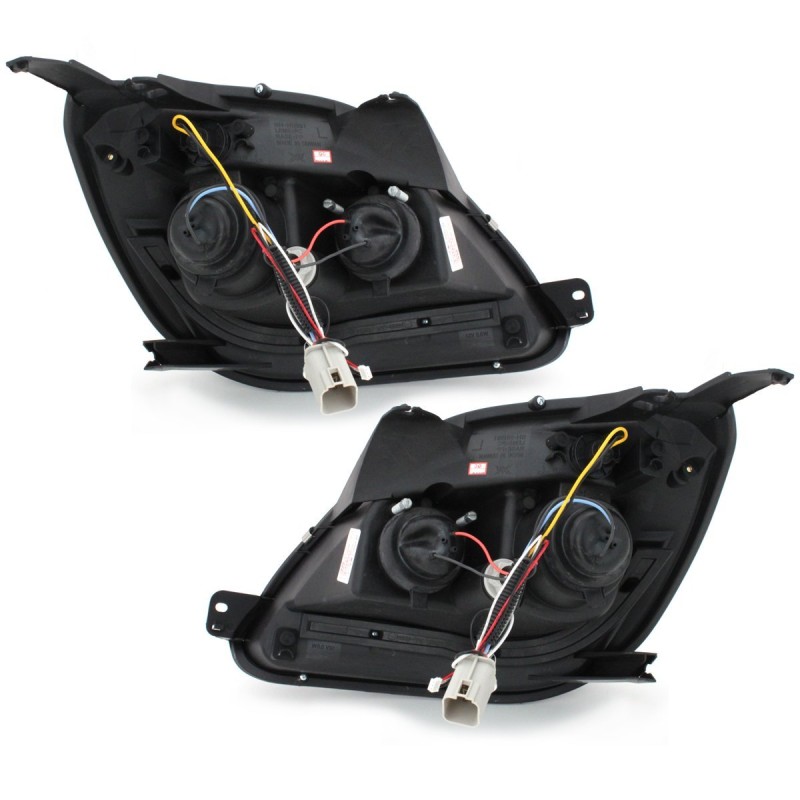 Φανάρια εμπρός Ford Fiesta (2002-2005) led - μαύρα , με λάμπες (Η1) - σετ 2τμχ.