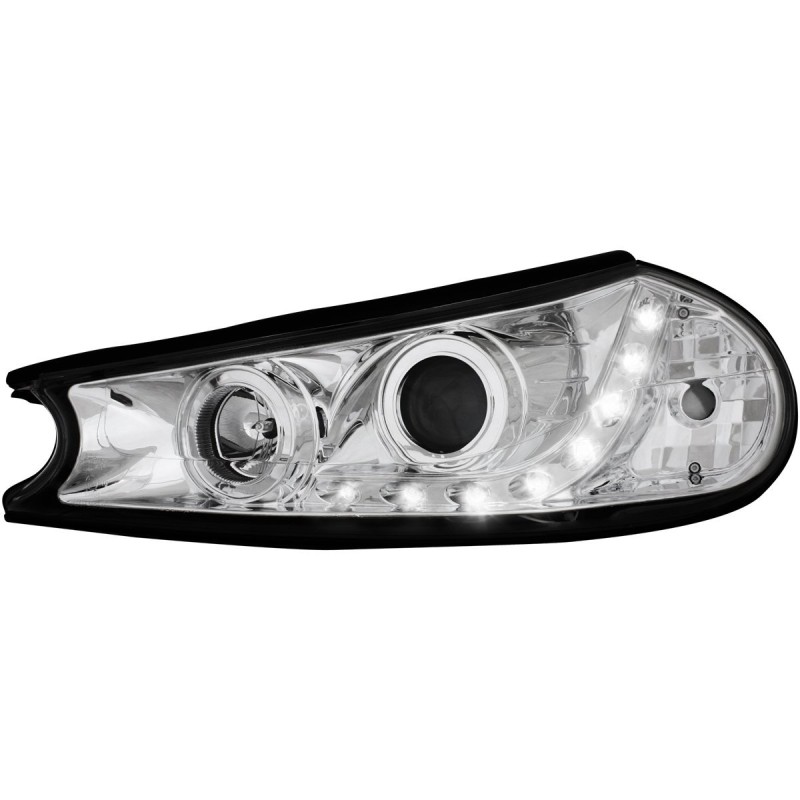 Φανάρια εμπρός Ford Mondeo (1996-2000) led - χρωμίου , με λάμπες (Η1) - σετ 2τμχ.