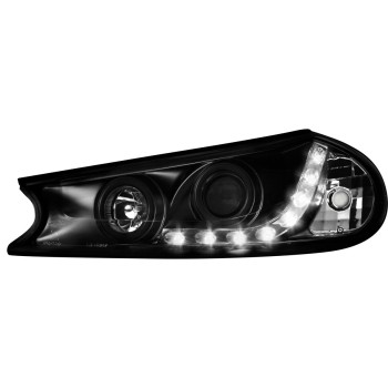 Φανάρια εμπρός Ford Mondeo (1996-2000) led - black , με λάμπες (Η1) - σετ 2τμχ.