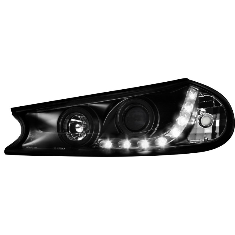 Φανάρια εμπρός Ford Mondeo (1996-2000) led - black , με λάμπες (Η1) - σετ 2τμχ.