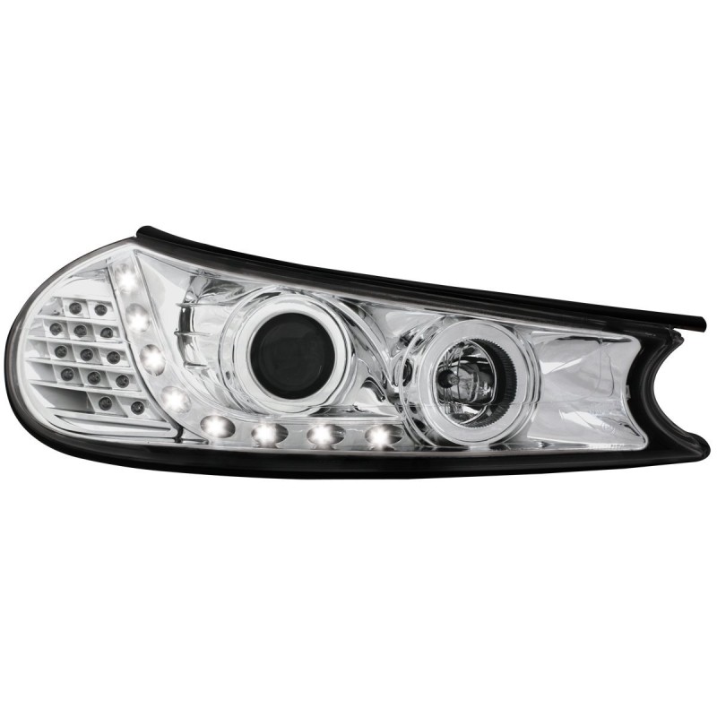 Φανάρια εμπρός Ford Mondeo (1996-2000) led - chrome , με λάμπες (Η1) - σετ 2τμχ.