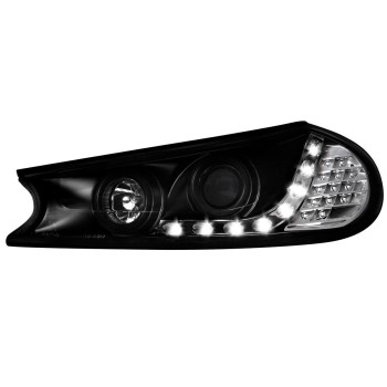 Φανάρια εμπρός Ford Mondeo (1996-2000) led - μαύρα , με λάμπες (Η1) - σετ 2τμχ.