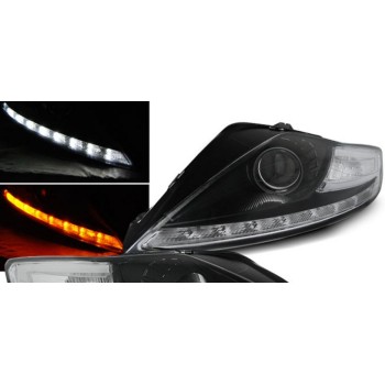 Φανάρια εμπρός Ford Mondeo (2007-2010) led - μαύρα , με λάμπες (Η1) - σετ 2τμχ.