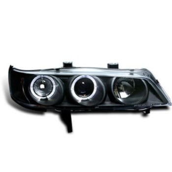 Φανάρια εμπρός Honda Accord (1994-1997) USA angel eyes, μαύρα , με λάμπες (Η1) - σετ 2τμχ.