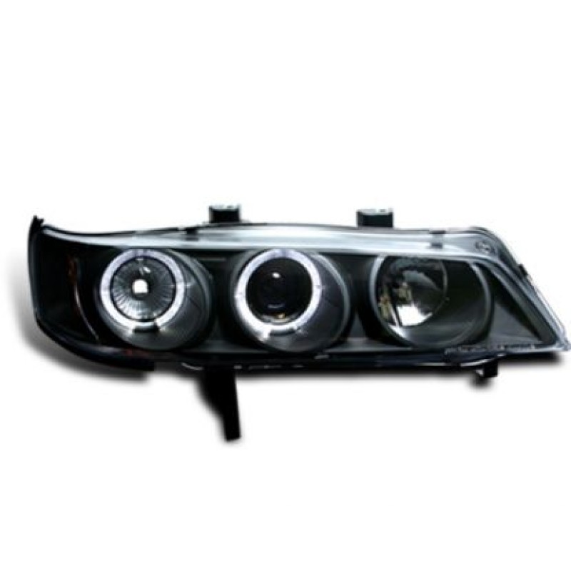 Φανάρια εμπρός Honda Accord (1994-1997) USA angel eyes, μαύρα , με λάμπες (Η1) - σετ 2τμχ.