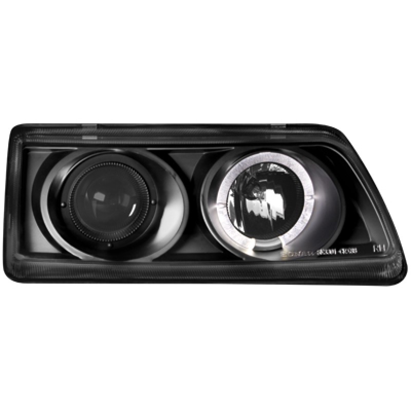 Φανάρια εμπρός Honda CRX (1990-1991) angel eyes - με 1 δαχτυλίδι και προτζέκτορα - μαύρα , με λάμπες (Η1) - σετ 2τμχ.