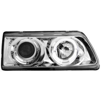 Φανάρια εμπρός Honda CRX (1990-1991) angel eyes - με 1 δαχτυλίδι και προτζέκτορα - chrome , με λάμπες (Η1) - σετ 2τμχ.