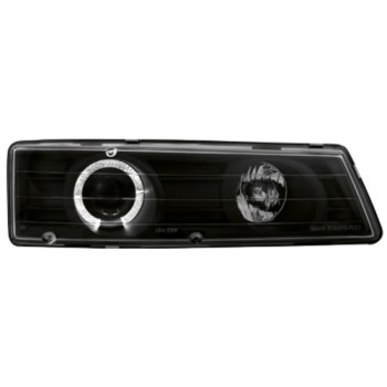 Φανάρια εμπρός Honda Prelude (1992-1996) angel eyes - μαύρα , με λάμπες (Η1) - σετ 2τμχ.