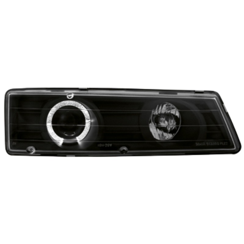 Φανάρια εμπρός Honda Prelude (1992-1996) angel eyes - μαύρα , με λάμπες (Η1) - σετ 2τμχ.