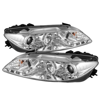 Φανάρια εμπρός Mazda 6 (2002-2008)  led angel eyes, με λάμπες (Η1) - σετ 2τμχ.
