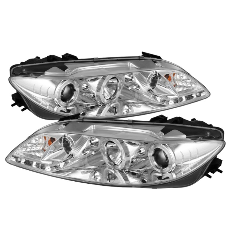 Φανάρια εμπρός Mazda 6 (2002-2008)  led angel eyes, με λάμπες (Η1) - σετ 2τμχ.