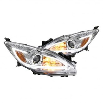 Φανάρια εμπρός Mazda 3 4 porto (2008-2013) led - chrome , με λάμπες (Η1) - σετ 2τμχ.