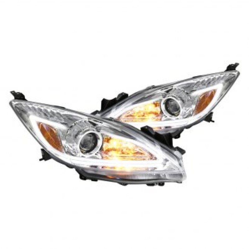 Φανάρια εμπρός Mazda 3 4 porto (2008-2013) led - chrome , με λάμπες (Η1) - σετ 2τμχ.