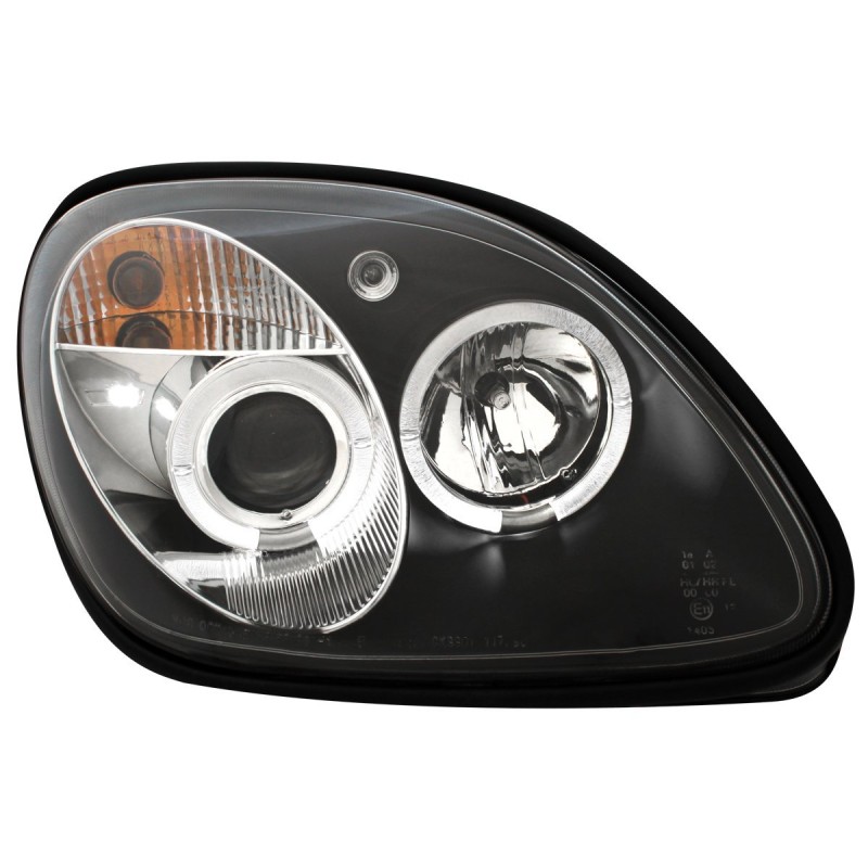 Φανάρια εμπρός Mercedes R170 SLK (1996-2004) angel eyes, μαύρα , με λάμπες (Η1) - σετ 2τμχ.