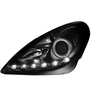 Φανάρια εμπρός Mercedes R171 CLK (2004-2011) led , μαύρα , με λάμπες (Η1) - σετ 2τμχ.