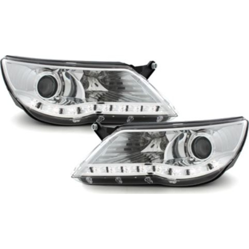 Φανάρια εμπρός Vw Tiguan (2007-2011) led , με λάμπες (Η1) - σετ 2τμχ.