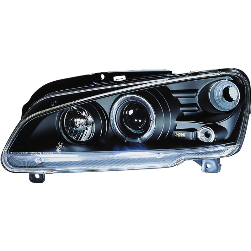 Φανάρια εμπρός Peugeot 106 angel eyes, μαύρα , με λάμπες (Η1) - σετ 2τμχ.