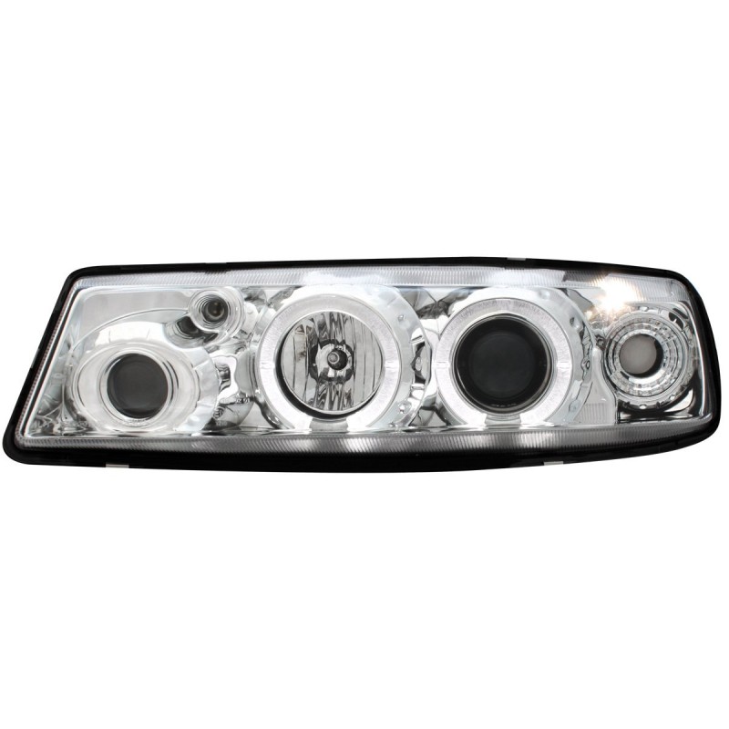Φανάρια εμπρός Opel Calibra angel eyes - chrome , με λάμπες (Η1) - σετ 2τμχ.