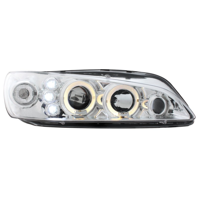 Φανάρια εμπρός Peugeot 306 (1997-2000) angel eyes, με λάμπες (Η1) - σετ 2τμχ.