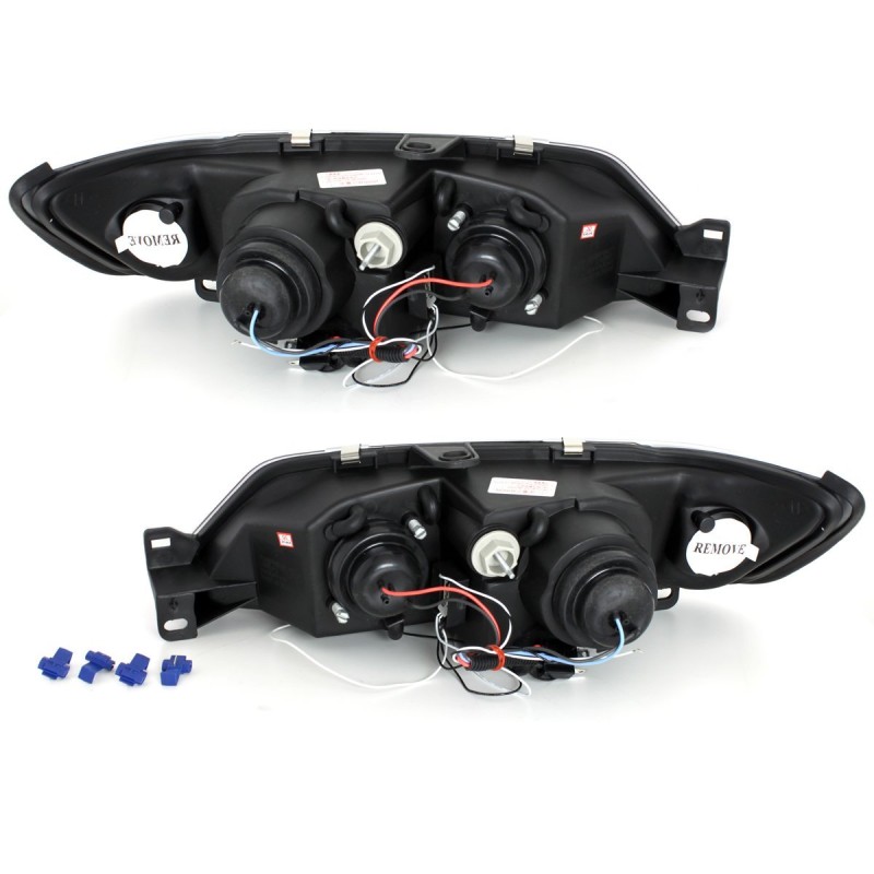 Φανάρια εμπρός Peugeot 306 (1993-1997) angel eyes, με λάμπες (Η1) - σετ 2τμχ.