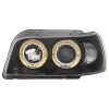 Φανάρια εμπρός Renault Clio I (1990-1996) angel eyes - μαύρα , με λάμπες (Η1) - σετ 2τμχ.