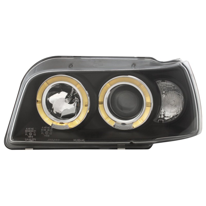 Φανάρια εμπρός Renault Clio I (1990-1996) angel eyes - μαύρα , με λάμπες (Η1) - σετ 2τμχ.