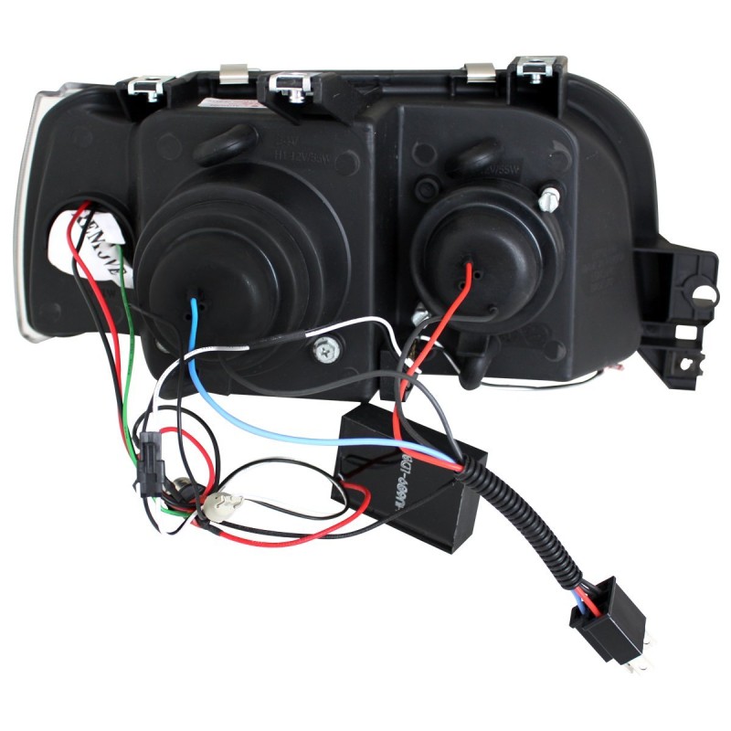 Φανάρια εμπρός Renault Clio (1996-1998) led - μαύρα , με λάμπες (Η1) - σετ 2τμχ.