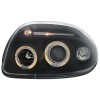 Φανάρια εμπρός Renault Clio 2 (1998-2001) angel eyes - μαύρα , με λάμπες (Η1) - σετ 2τμχ.